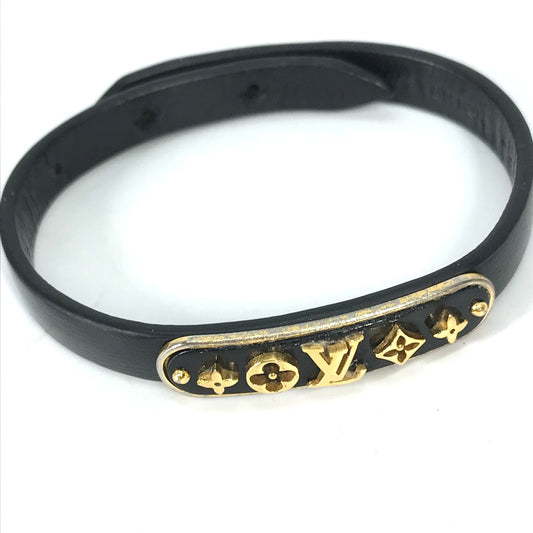LOUIS VUITTON M8025F Monogram Flower Cruiser Bracelet, Leather Bangle Bracelet, Black, Women's