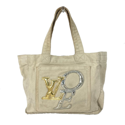 LOUIS VUITTON M95468 That's Love LOVE Logo Handbag/Tote Bag Canvas Women's Beige