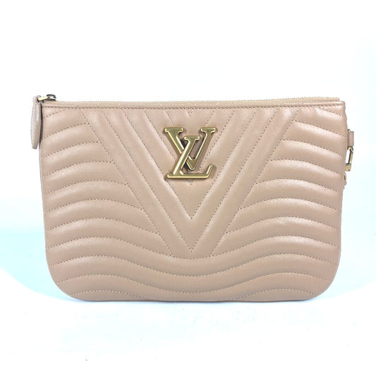 LOUIS VUITTON M68478 ニューウエーブ ポシェットジップ カバン ポーチ ストラップ付 クラッチバッグ レザー レディース ベージュ - brandshop-reference