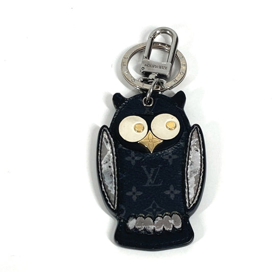LOUIS VUITTON M69482 Monogram Eclipse Porte Clé Owl Bag Charm Keychain in Monogram Eclipse Canvas, Unisex, Black