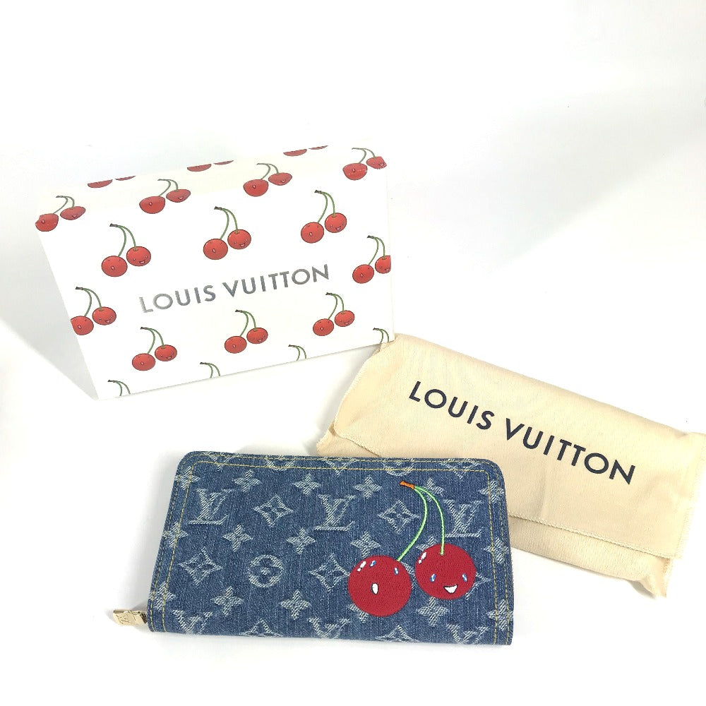LOUIS VUITTON M23161 村上隆コラボ モノグラムデニム LV × TM ジッピー・ウォレット ロングウォレット ラウンドファスナー 長財布 ユニセックス ブルー
