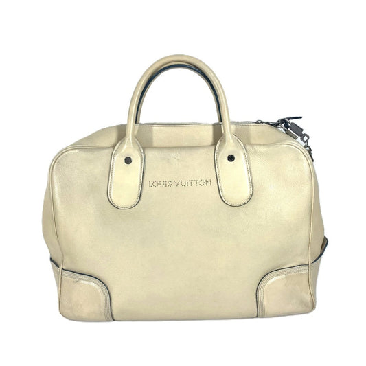 LOUIS VUITTON M95779 Cuir Wrinkle Handbag, Boston Bag, Business Bag, Unisex Leather, Ecru, White