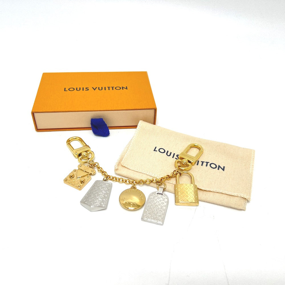 LOUIS VUITTON M01314 Chain-nanogram Icon Key ring Key Holder Bag Charm Metal Gold Used