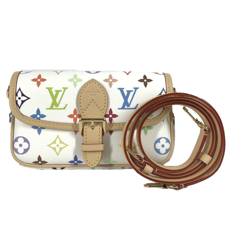 LOUIS VUITTON M14194 Monograma Multicolor LV × TM Nano Diane Takashi Murakami Bolso de colaboración Bandolera Pochette Bolso de hombro con solapa Monograma Lona multicolor Mujer Bronce Blanco