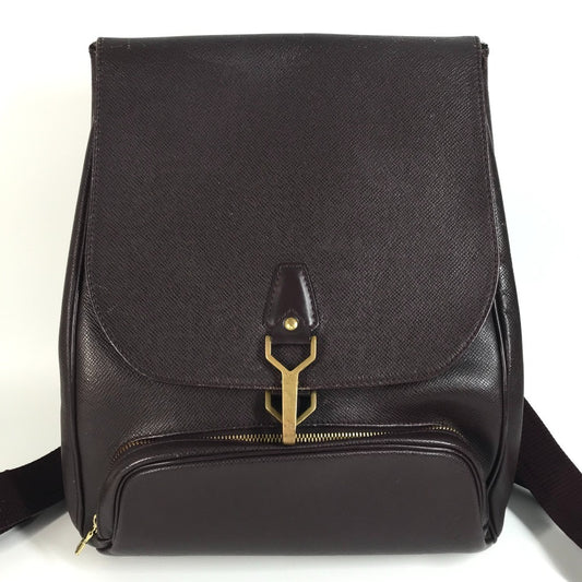 LOUIS VUITTON M30176 Taiga Cassiar Backpack, Flap Bag, Taiga Leather, Unisex, Acajou, Wine Red