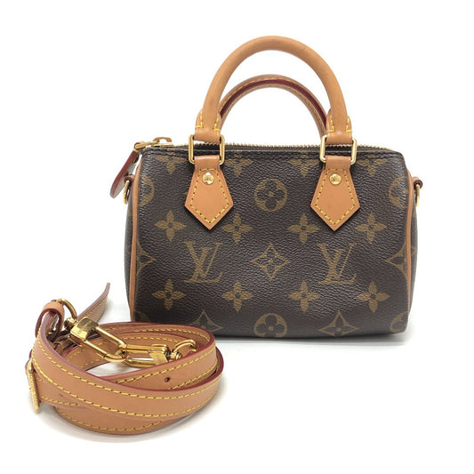 LOUIS VUITTON M81085 Nano Speedy 2-Way Bag Crossbody Shoulder Bag Handbag Monogram Canvas Women's Brown