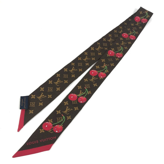 LOUIS VUITTON M96085 LV×TM モノグラムチェリー バンドーBB バンドー BB 村上隆 さくらんぼ サクランボ スカーフ シルク ユニセックス ブラウン