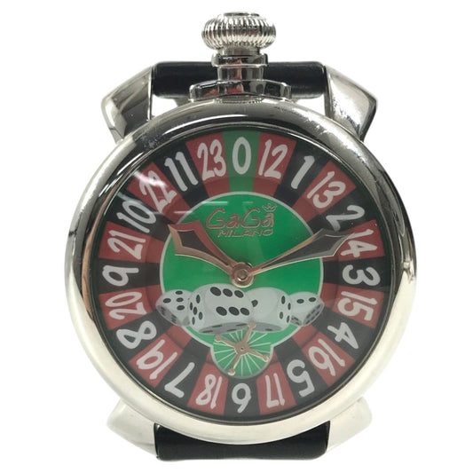 GAGA MILANO 5010.LV.01S Las Vegas, Limited Edition of 500 Worldwide Manure Roulette Dice with Coin Wristwatch SS / Leather Black Used
