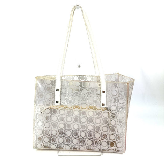 Salvatore Ferragamo beach bag, Gancini logo, shoulder tote bag, vinyl, clear, for women