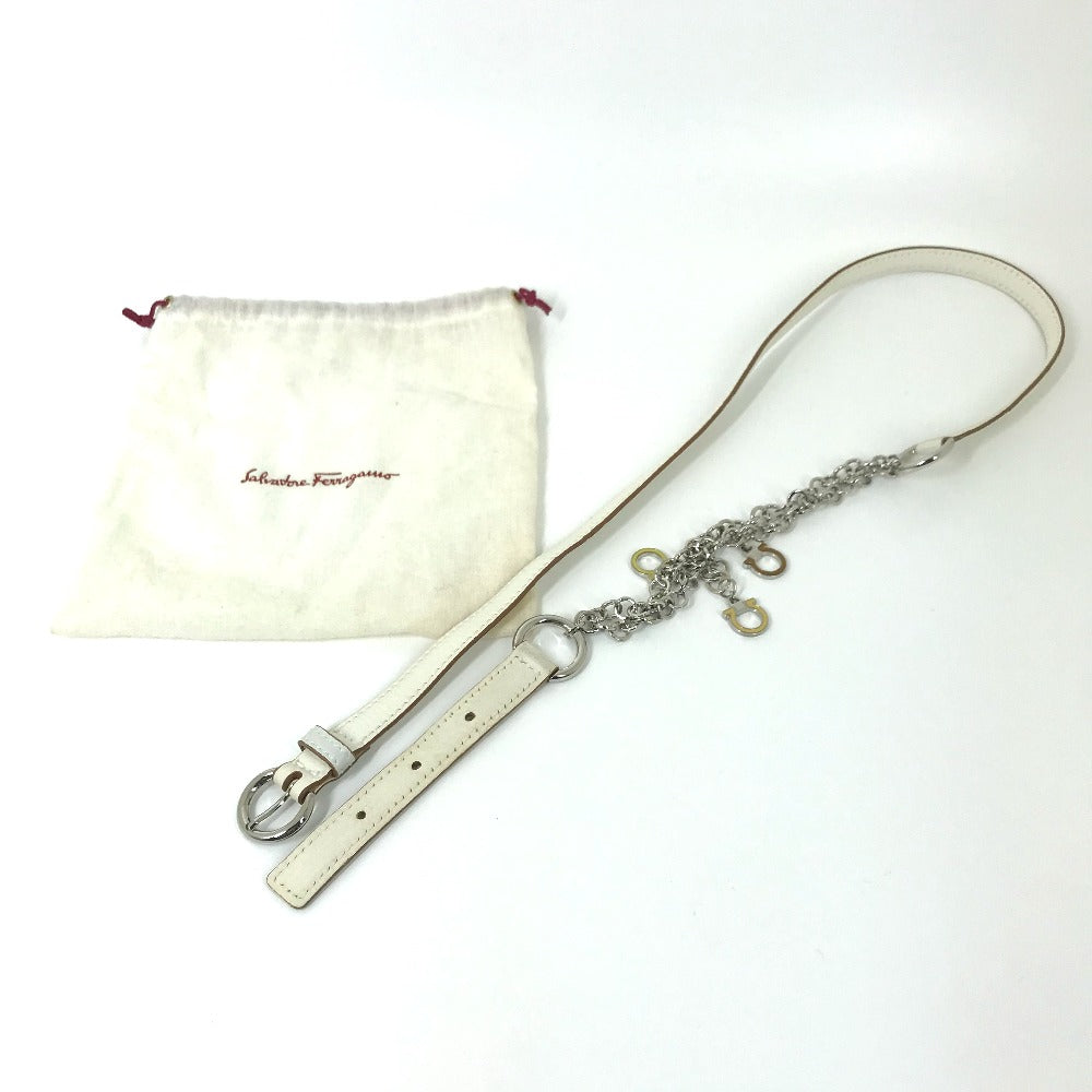 Salvatore Ferragamo Gancini Chain Belt in White Leather for Women