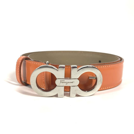 Salvatore Ferragamo Gancini Logo Buckle Pants Belt, Leather, Women's, Orange