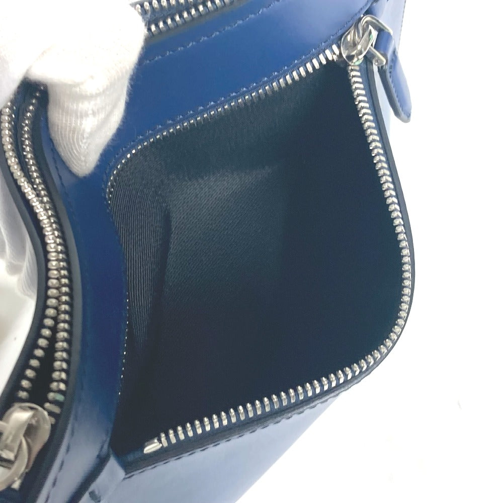 Salvatore Ferragamo Gancini Clutch Bag with Strap, Leather, Blue, Men's
