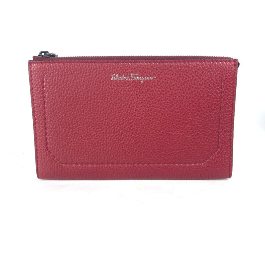 Salvatore Ferragamo ロゴ カバン ポーチ クラッチバッグ レザー メンズ レッド - brandshop-reference