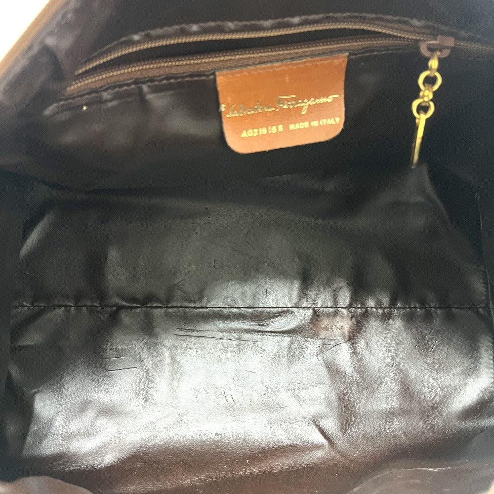 Salvatore Ferragamo AG219155 Logo Two-Tone Handbag/Boston Bag in PVC/Leather, Brown