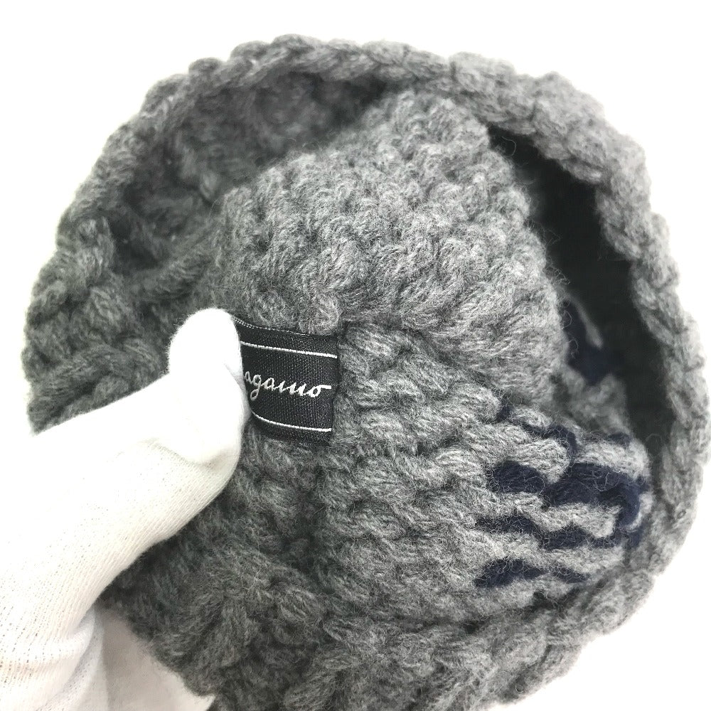 Salvatore Ferragamo Gancini Beanie Hat, Knit Cap, Wool, Women's, Gray