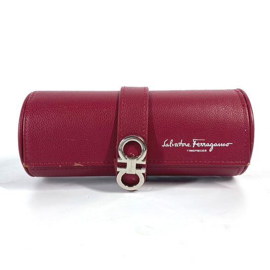 Salvatore Ferragamo ロゴ ウォッチケース 時計ケース ポーチ レザー メンズ レッド