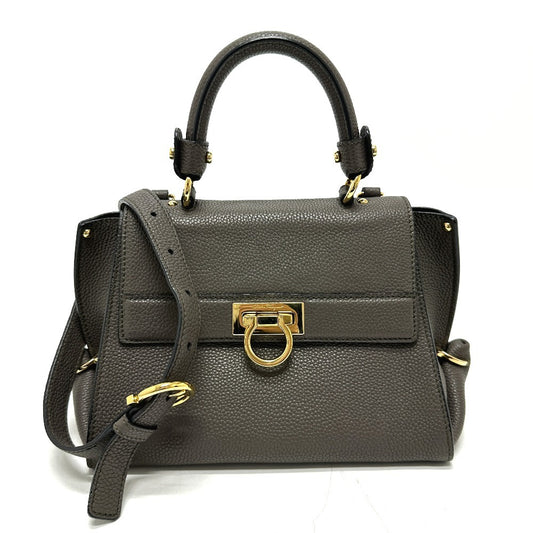 Salvatore Ferragamo ソフィア 2WAY カバン ショルダーバッグ フラップ ハンドバッグ レザー レディース グレー - brandshop-reference
