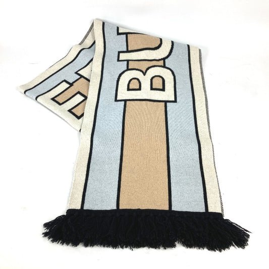 BURBERRY 8021740 ボーダー ロゴ フリンジ マフラー カシミヤ レディース ベージュ - brandshop-reference