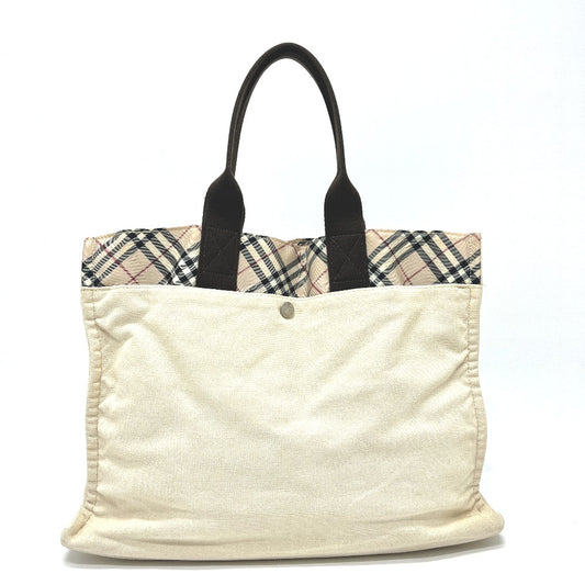 BURBERRY BLUE LABEL チェック柄 カバン バッグ ハンドバッグ トートバッグ キャンバス レディース ベージュ