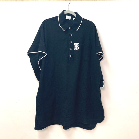 BURBERRY 8015131 アウター TB ロゴ バイカラー 羽織 トップス ポンチョ コットン レディース ブラック