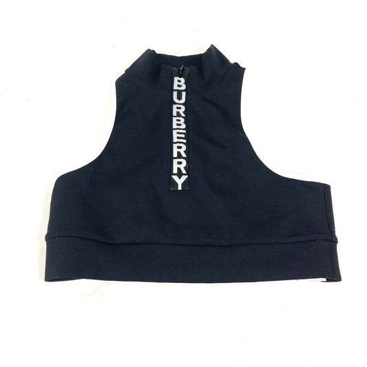 BURBERRY 8018926 ロゴ トップス 袖なし アパレル バイカラー ヨガウェア スポーツウェア タンクトップ ポリアミド レディース ブラック - brandshop-reference