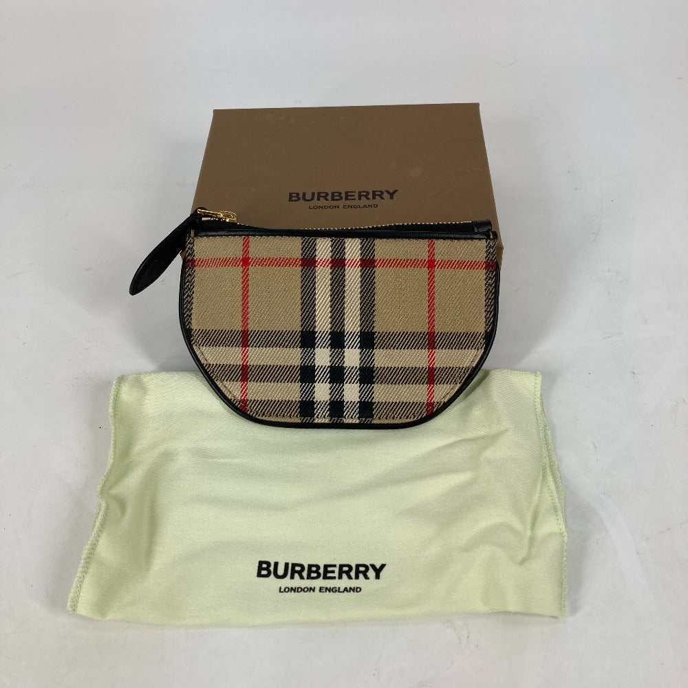 BURBERRY 8045031 小銭入れ 財布 オリンピア チェック コインケース レザー/キャンバス レディース ベージュ - brandshop-reference