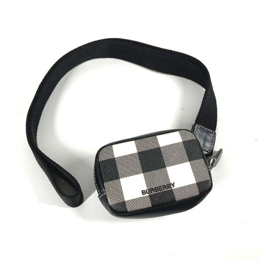 BURBERRY 小銭入れ 財布 チェック ストラップ付 ポーチ コインケース レザー/PVC レディース ブラック