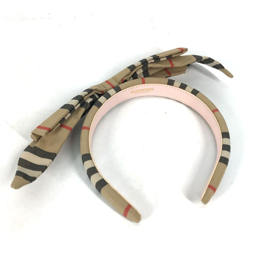 BURBERRY Check Ribbon Hair Accessory Hair Band Headband Headband Canvas Ladies Beige