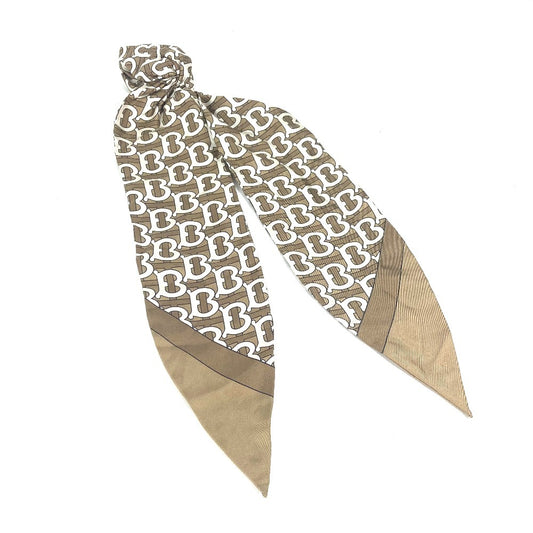BURBERRY TB Logo Hair Accessory, Silk Scrunchie, Women's, Beige