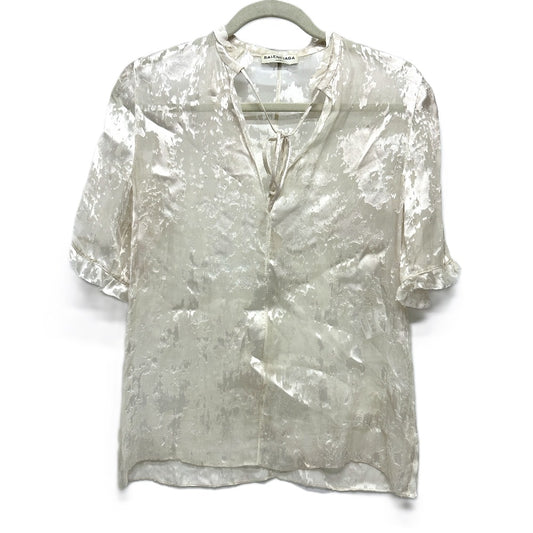 BALENCIAGA Crinkled Ribbon Sheer Rayon Blouse in White for Women