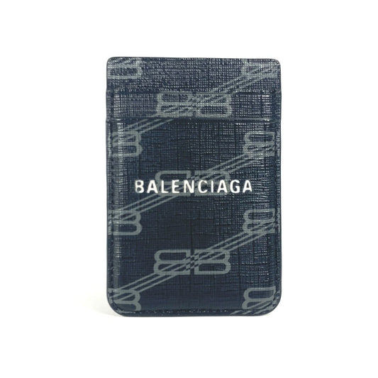 BALENCIAGA 675835 ロゴ magsafe マグセーフ 名刺入れ パスケース カードケース レザー ユニセックス ブラック - brandshop-reference