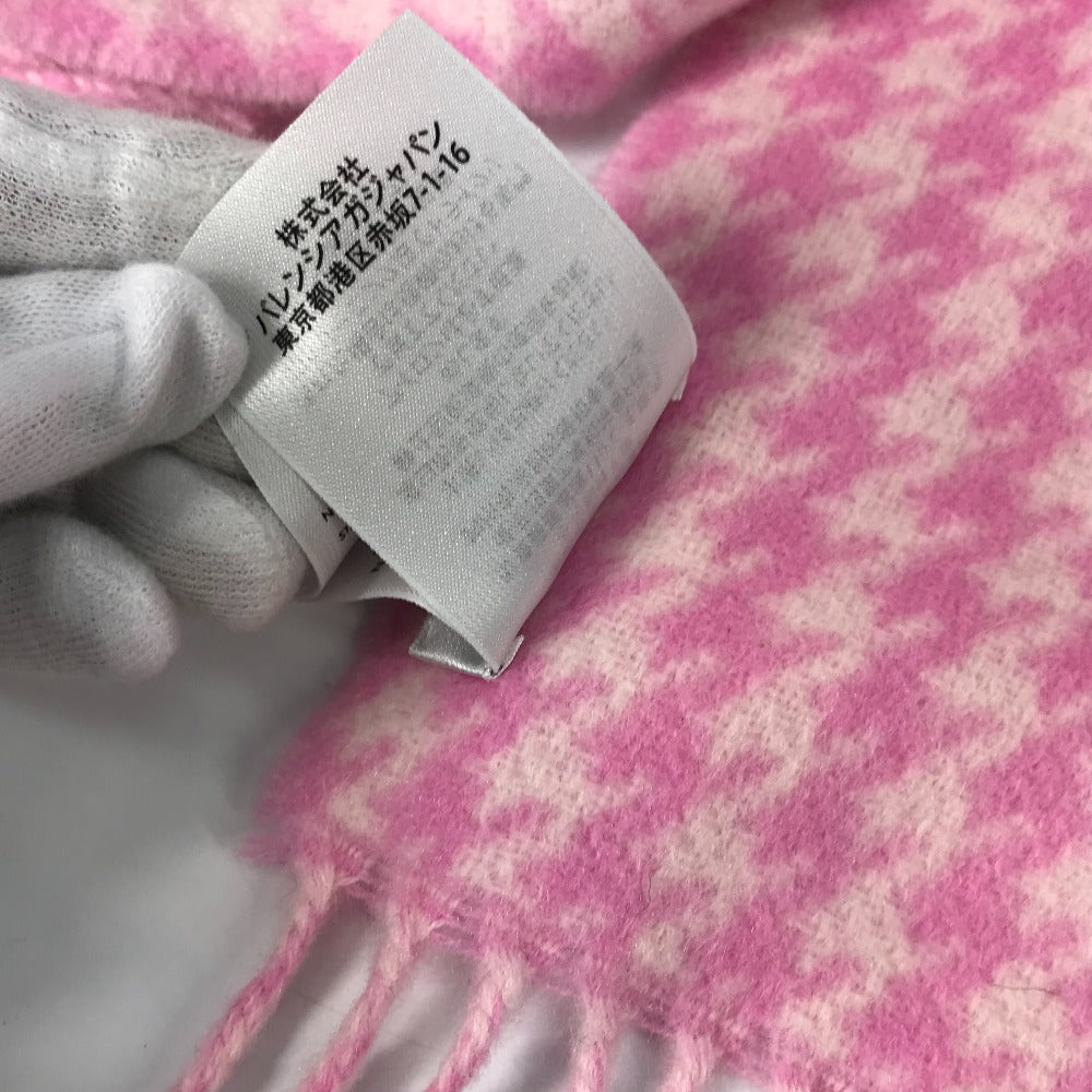 BALENCIAGA チェック ロゴ フリンジ マフラー ウール/カシミヤ レディース ピンク - brandshop-reference