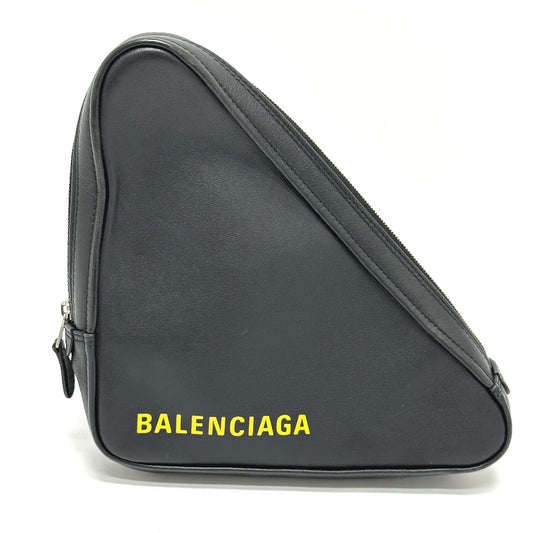 BALENCIAGA 476976 トライアングル 三角 クラッチバッグ カバン ポーチ レザー メンズ ブラック