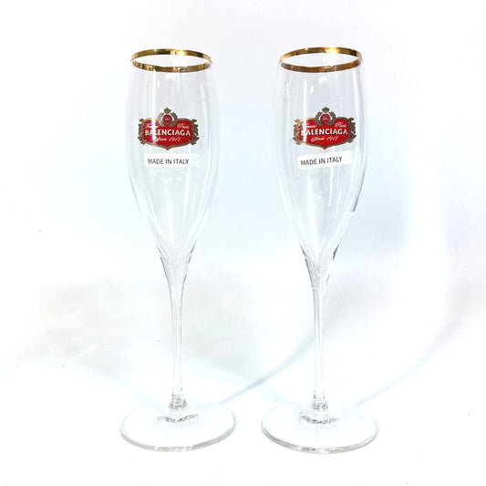 BALENCIAGA 734692 コップ インテリア ロゴ ペア 2つセット シャンパングラス ガラス レディース - brandshop-reference