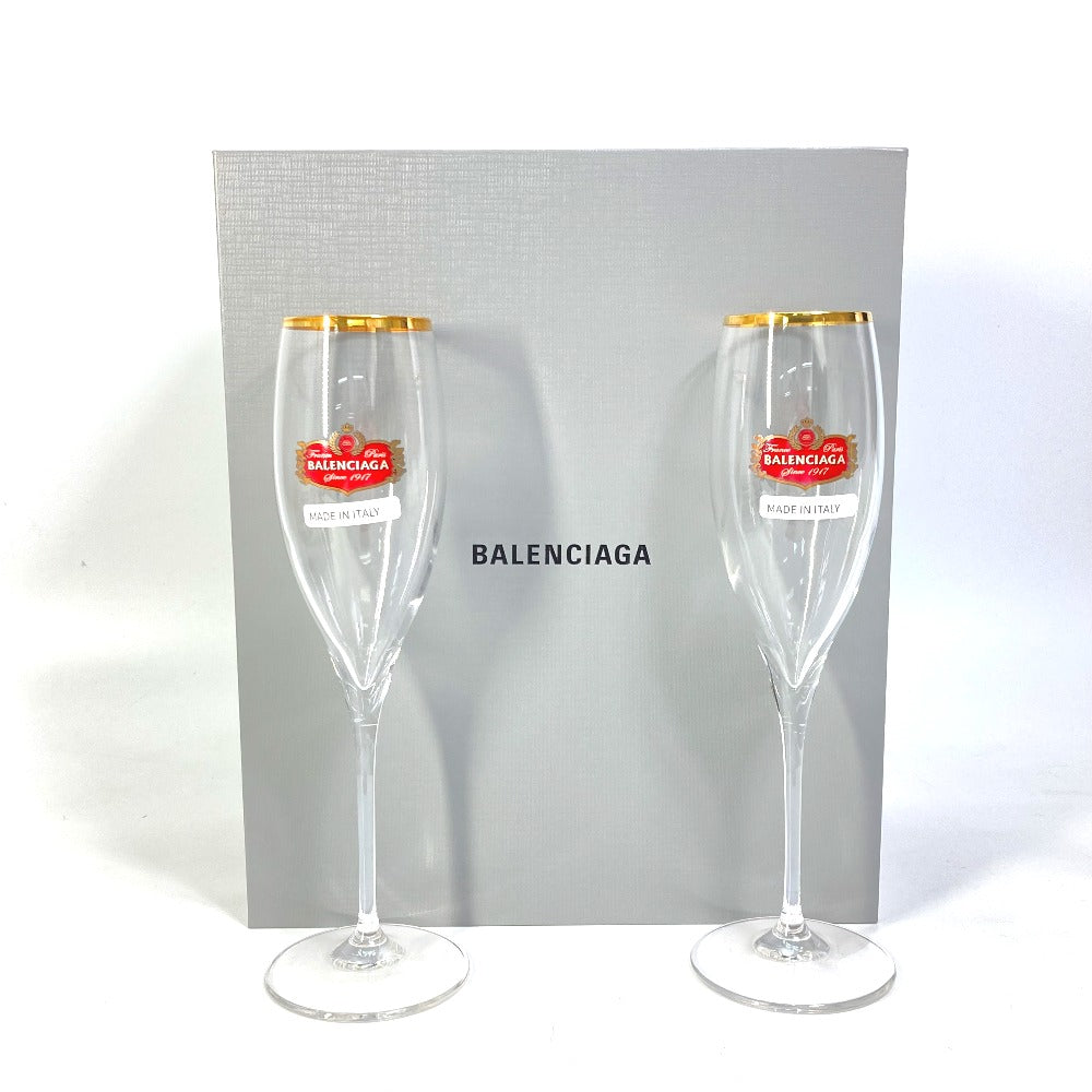BALENCIAGA 734692 コップ インテリア ロゴ ペア 2つセット シャンパングラス ガラス レディース - brandshop-reference