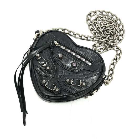 BALENCIAGA 722781 ルカゴール ハート チェーン カバン 肩掛け 斜め掛け ショルダーバッグ レザー レディース ブラック - brandshop-reference