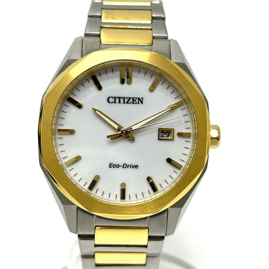 CITIZEN E111-008TT02 エコドライブ ソーラー コンビ アナログ 腕時計 SS メンズ シルバー