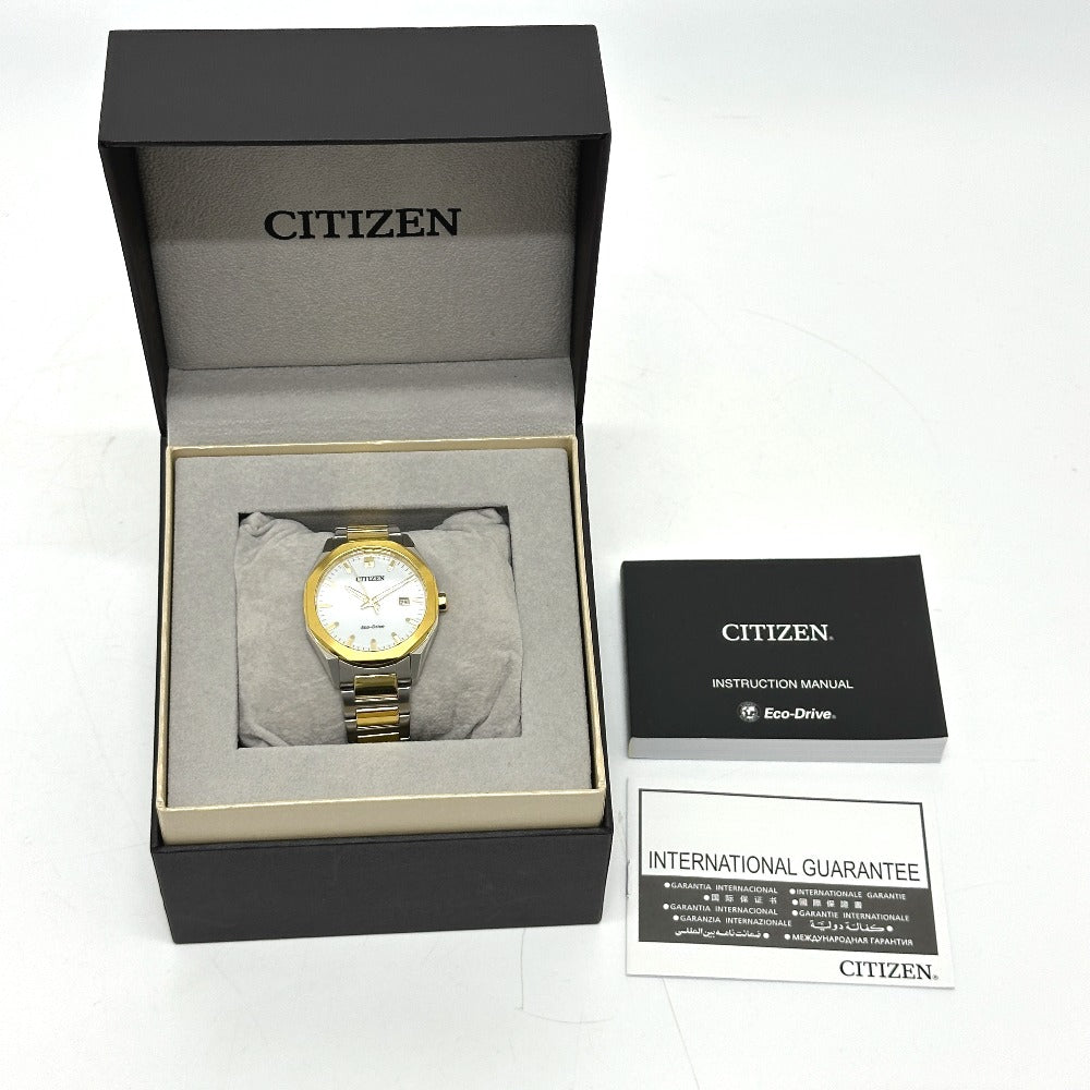 CITIZEN E111-008TT02 エコドライブ ソーラー コンビ アナログ 腕時計 SS メンズ シルバー
