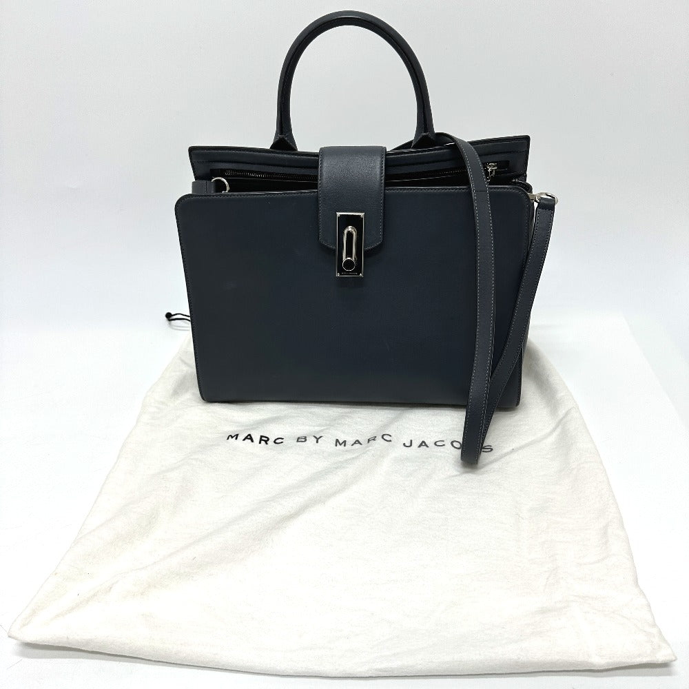 MARC JACOBS West End Small Top Tote Bag, 2-Way Turnlock Handbag, Shoulder Bag, Top Handle, Leather, Women's, Gray
