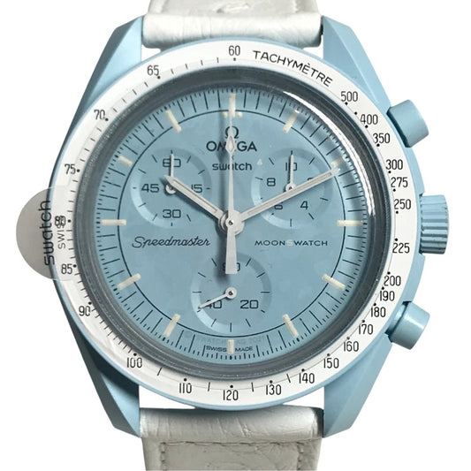 Swatch SO33L100C Omega Collaboration OMEGA mission to uranus Men's watch Wristwatch Pastel blue blue Used
