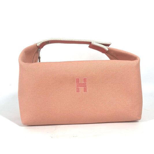 HERMES ブリッドアブラック GM カバン バニティバッグ ポーチ ハンドバッグ キャンバス レディース グアバ ピンク