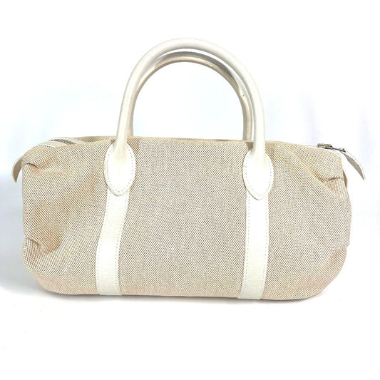 HERMES Polochon Mademoiselle Mini Boston Bag, Toile H, Women's, Beige