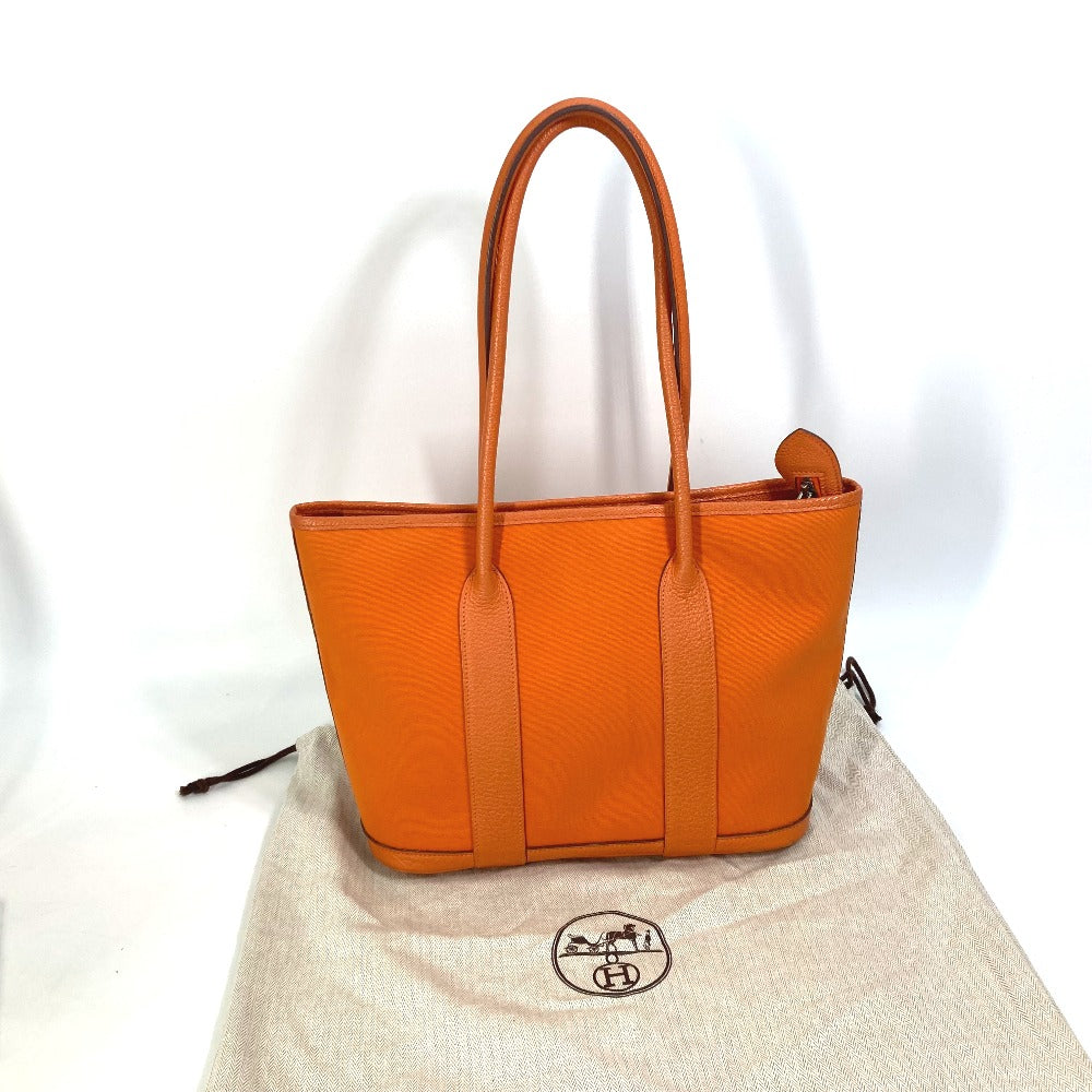 HERMES Garden Zip PM Shoulder Bag, Toile Officier Tote Bag, Women's, Orange