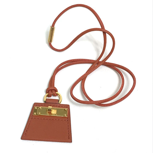 HERMES Mon Petit Kelly PM Accessory Necklace Leather Women's Brown
