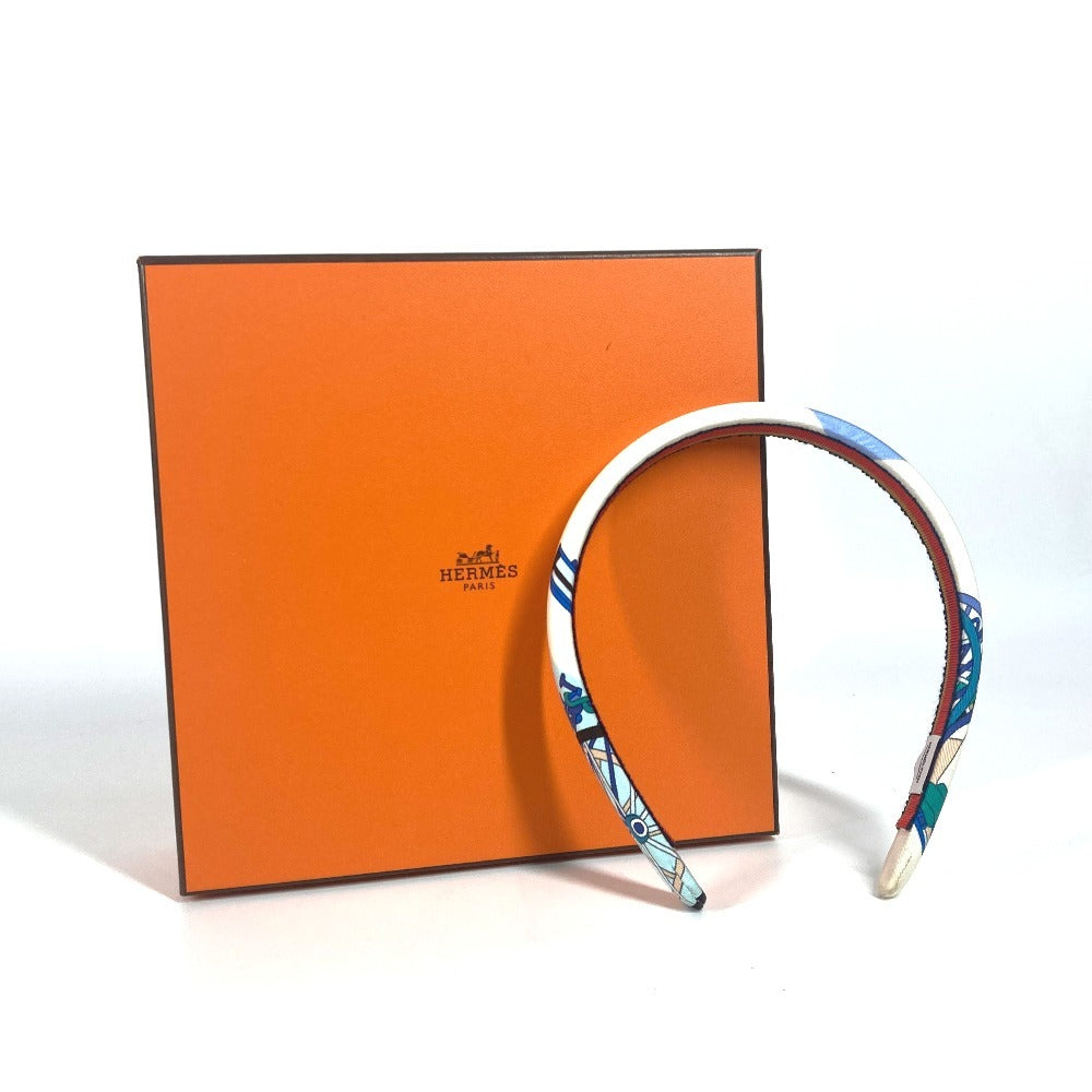 HERMES 엘사 헤어 액세서리 헤어 밴드 머리띠 머리띠 실크 여성용 화이트