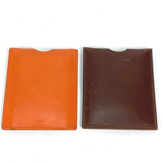 HERMES Interior Card Case, Lamp de Poche, Card Light, Pocket Light, Card-Shaped Light, Set of 2, Leather, Women's, Orange