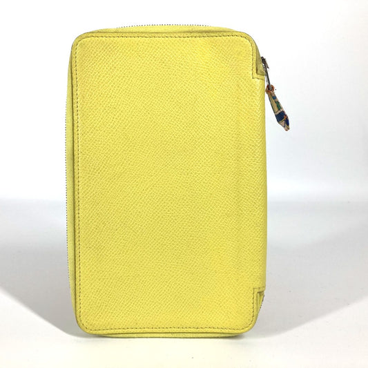 HERMES Agendaship System Planner, Stationery, Round Zipper, Leather Cover, Unisex, Yellow