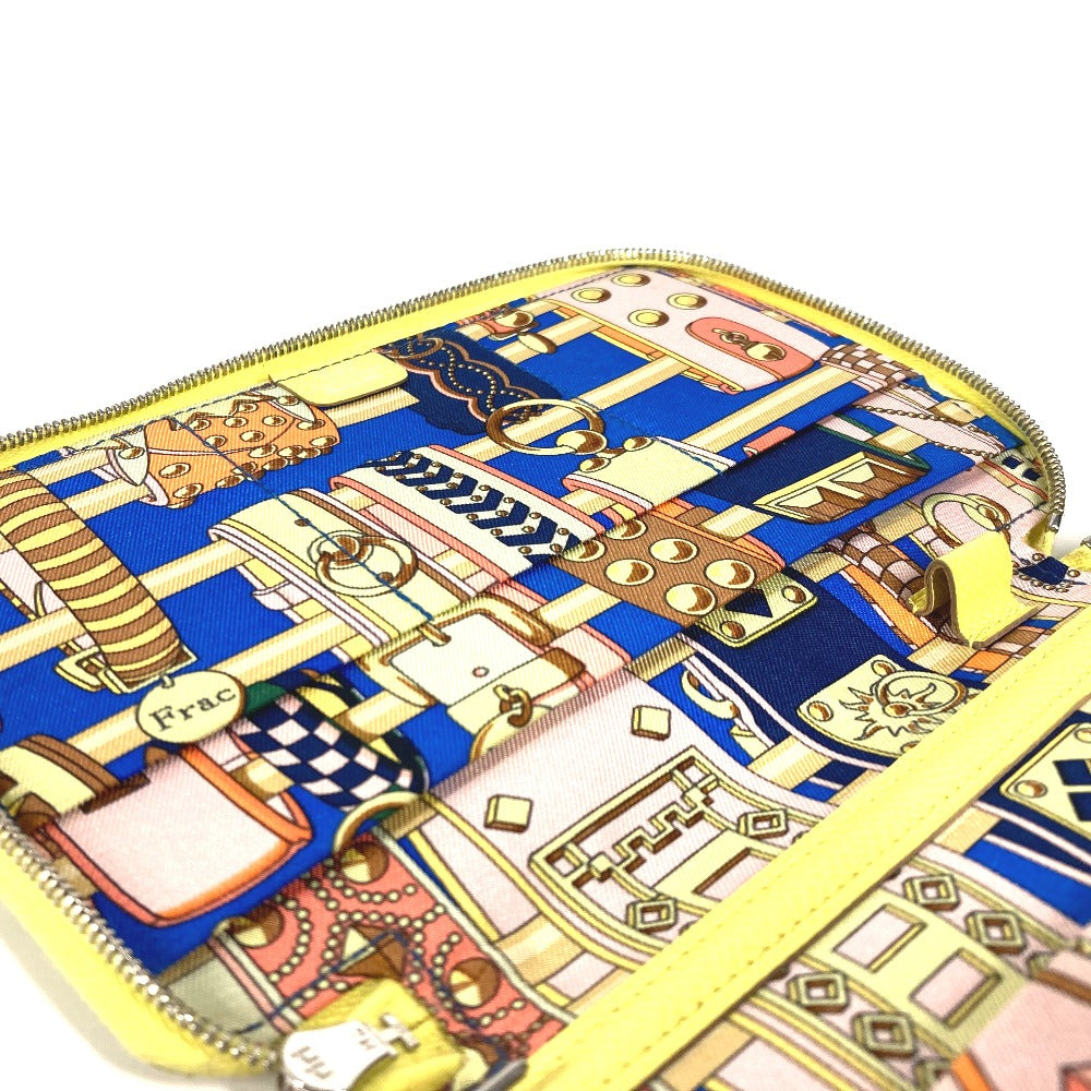 HERMES Agendaship System Planner, Stationery, Round Zipper, Leather Cover, Unisex, Yellow