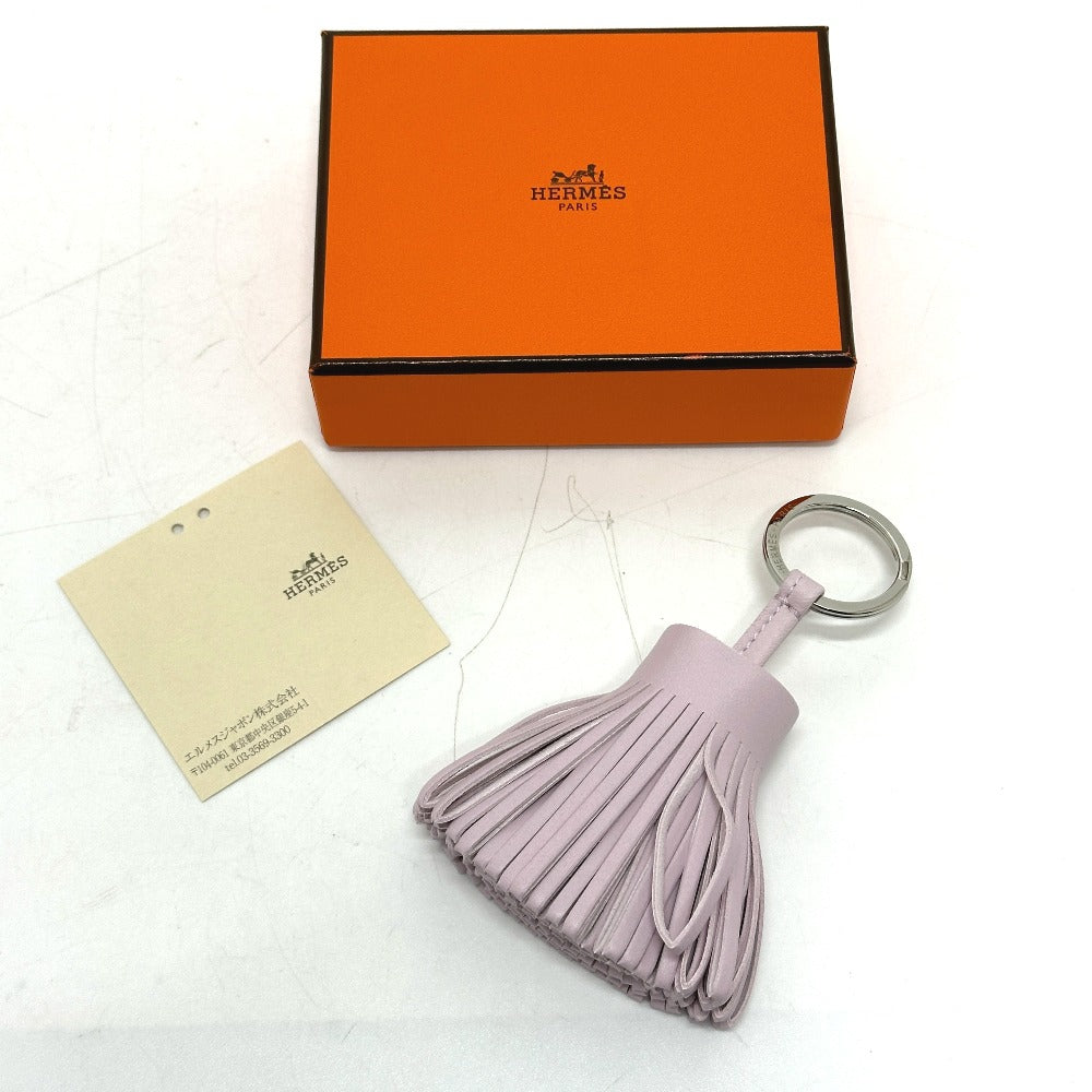 HERMES Carmen Bag Charm Leather Women's Mauve Pale Pink