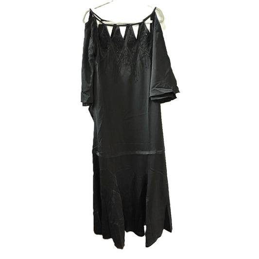 BCBGMAXAZRIA DTI6173403-001 Beaded Studs Embroidered Cutout Gown, Women's, Black
